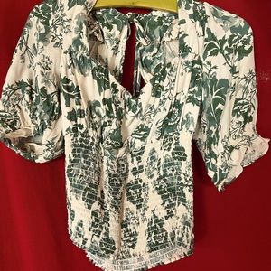 Reformation Floral Cropped Blouse Size Large